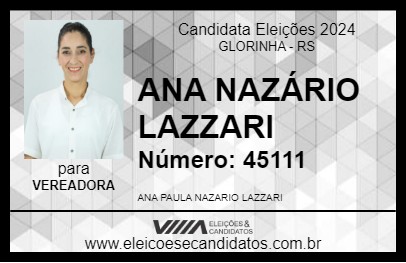 Candidato ANA NAZÁRIO LAZZARI 2024 - GLORINHA - Eleições