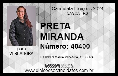 Candidato PRETA MIRANDA 2024 - CASCA - Eleições