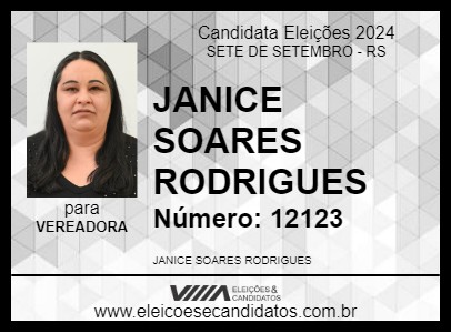 Candidato JANICE SOARES RODRIGUES 2024 - SETE DE SETEMBRO - Eleições