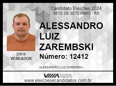 Candidato ALESSANDRO LUIZ ZAREMBSKI 2024 - SETE DE SETEMBRO - Eleições