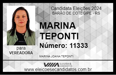 Candidato MARINA TEPONTI 2024 - BARÃO DE COTEGIPE - Eleições