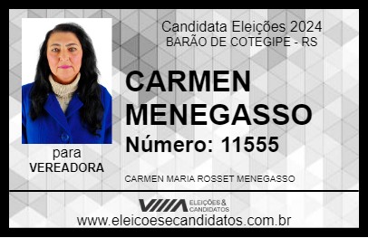 Candidato CARMEN MENEGASSO 2024 - BARÃO DE COTEGIPE - Eleições