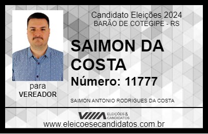 Candidato SAIMON DA COSTA 2024 - BARÃO DE COTEGIPE - Eleições