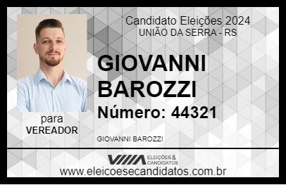 Candidato GIOVANNI BAROZZI 2024 - UNIÃO DA SERRA - Eleições