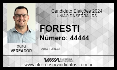 Candidato FORESTI 2024 - UNIÃO DA SERRA - Eleições