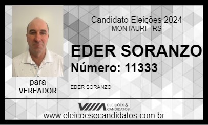 Candidato EDER SORANZO 2024 - MONTAURI - Eleições