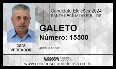 Candidato GALETO 2024 - SANTA CECÍLIA DO SUL - Eleições