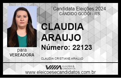 Candidato CLAUDIA ARAUJO 2024 - CÂNDIDO GODÓI - Eleições