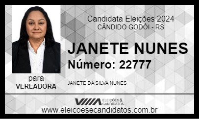 Candidato JANETE NUNES 2024 - CÂNDIDO GODÓI - Eleições