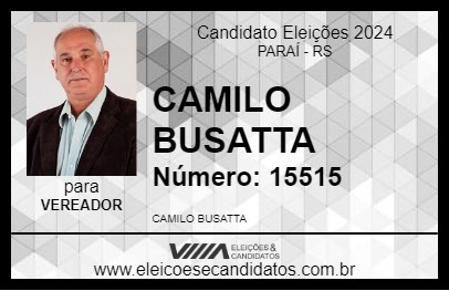 Candidato CAMILO BUSATTA 2024 - PARAÍ - Eleições