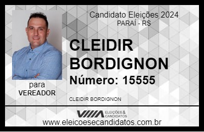 Candidato CLEIDIR BORDIGNON 2024 - PARAÍ - Eleições