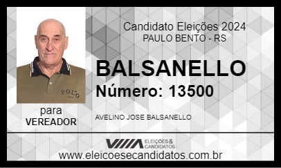 Candidato BALSANELLO 2024 - PAULO BENTO - Eleições