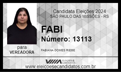 Candidato FABI 2024 - SÃO PAULO DAS MISSÕES - Eleições