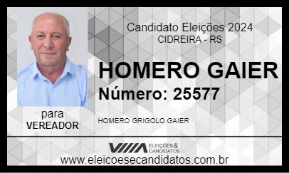 Candidato HOMERO GAIER 2024 - CIDREIRA - Eleições