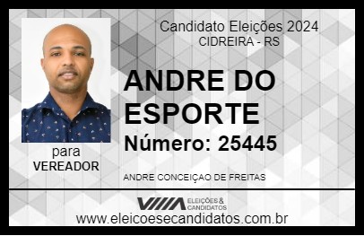 Candidato ANDRE DO ESPORTE 2024 - CIDREIRA - Eleições