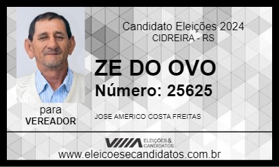 Candidato ZE DO OVO 2024 - CIDREIRA - Eleições