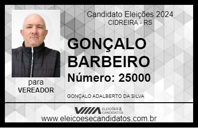 Candidato GONÇALO BARBEIRO 2024 - CIDREIRA - Eleições