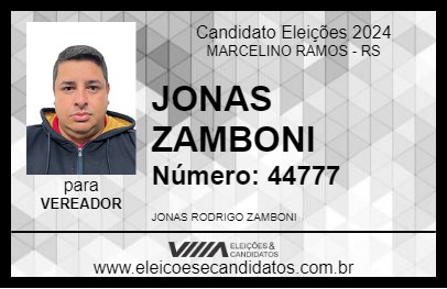 Candidato JONAS ZAMBONI 2024 - MARCELINO RAMOS - Eleições