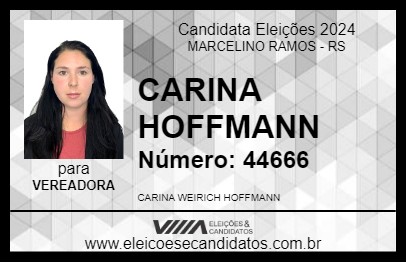 Candidato CARINA HOFFMANN 2024 - MARCELINO RAMOS - Eleições