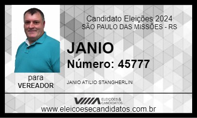 Candidato JANIO 2024 - SÃO PAULO DAS MISSÕES - Eleições