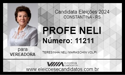 Candidato PROFE NELI 2024 - CONSTANTINA - Eleições