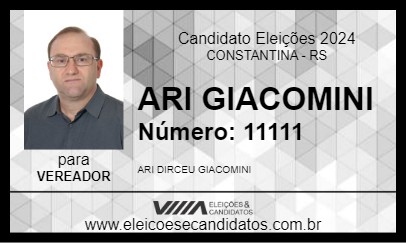 Candidato ARI GIACOMINI 2024 - CONSTANTINA - Eleições