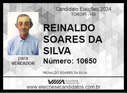 Candidato REINALDO SOARES DA SILVA 2024 - TOROPI - Eleições