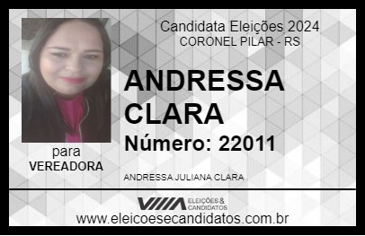 Candidato ANDRESSA CLARA 2024 - CORONEL PILAR - Eleições