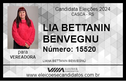 Candidato LIA BETTANIN BENVEGNU 2024 - CASCA - Eleições