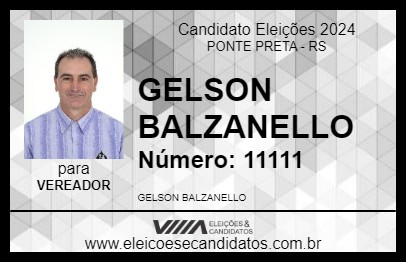 Candidato GELSON BALZANELLO 2024 - PONTE PRETA - Eleições