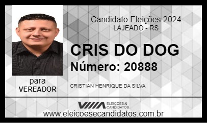 Candidato CRIS DO DOG 2024 - LAJEADO - Eleições