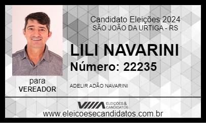 Candidato LILI NAVARINI 2024 - SÃO JOÃO DA URTIGA - Eleições