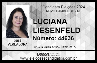 Candidato LUCIANA LIESENFELD 2024 - NOVO HAMBURGO - Eleições