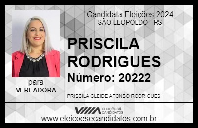 Candidato PRISCILA RODRIGUES 2024 - SÃO LEOPOLDO - Eleições