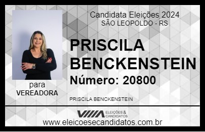 Candidato PRISCILA BENCKENSTEIN 2024 - SÃO LEOPOLDO - Eleições