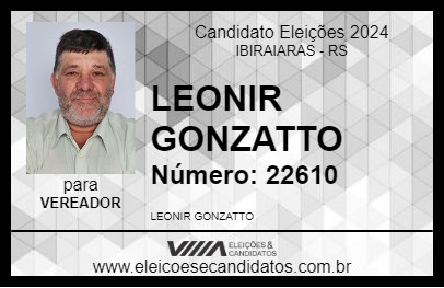 Candidato LEONIR GONZATTO 2024 - IBIRAIARAS - Eleições