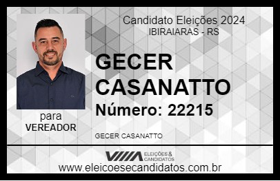 Candidato GECER CAZANATTO 2024 - IBIRAIARAS - Eleições