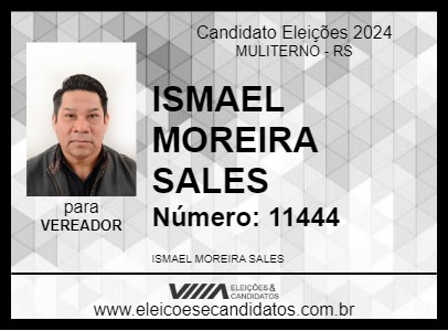 Candidato ISMAEL MOREIRA SALES 2024 - MULITERNO - Eleições