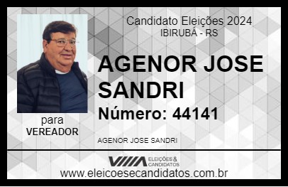 Candidato AGENOR JOSE SANDRI 2024 - IBIRUBÁ - Eleições