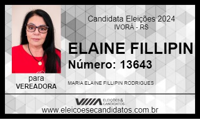 Candidato ELAINE FILLIPIN 2024 - IVORÁ - Eleições