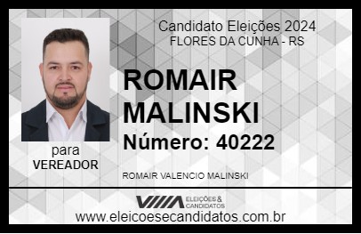 Candidato ROMAIR MALINSKI 2024 - FLORES DA CUNHA - Eleições