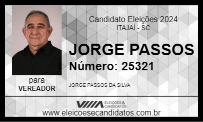 Candidato JORGE PASSOS 2024 - ITAJAÍ - Eleições