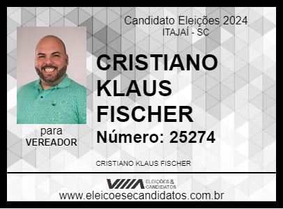 Candidato CRISTIANO KLAUS FISCHER 2024 - ITAJAÍ - Eleições