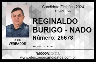 Candidato REGINALDO BURIGO - NADO 2024 - ITAJAÍ - Eleições