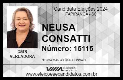 Candidato NEUSA CONSATTI 2024 - ITAPIRANGA - Eleições