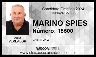 Candidato MARINO SPIES 2024 - ITAPIRANGA - Eleições