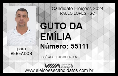 Candidato GUTO DA EMÍLIA 2024 - PAULO LOPES - Eleições