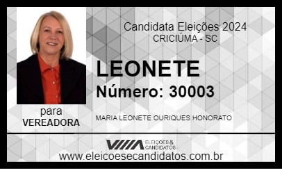 Candidato LEONETE 2024 - CRICIÚMA - Eleições