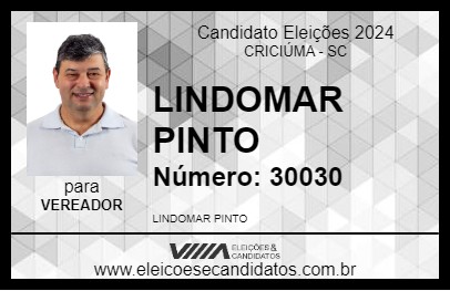 Candidato LINDOMAR PINTO 2024 - CRICIÚMA - Eleições