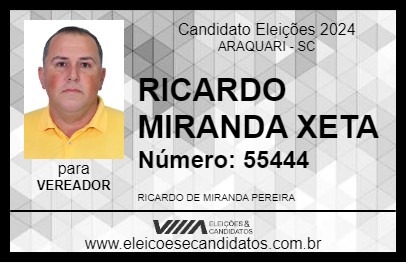 Candidato RICARDO MIRANDA XETA 2024 - ARAQUARI - Eleições